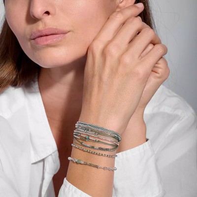 DORIANE Bijoux Bracelet Elastique Grain de Folie Vert Kaki.