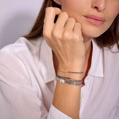 DORIANE Bijoux Bracelet Elastique Kandy Gris.
