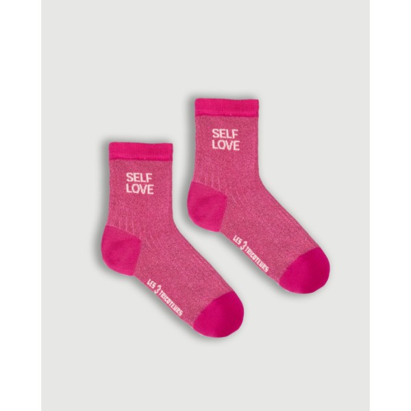 LES 3 TRICOTEURS - Chaussettes à paillettes Self Love - Rose