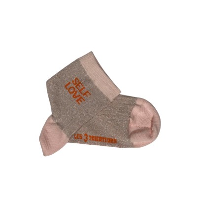 LES 3 TRICOTEURS - Chaussettes à paillettes Self Love - Rose