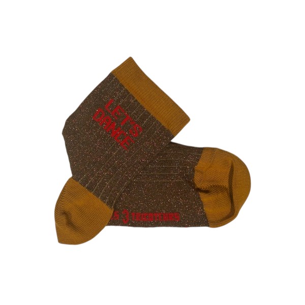 LES 3 TRICOTEURS - Chaussettes à paillettes Let's Dance - Marron