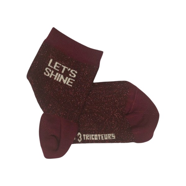 LES 3 TRICOTEURS - Chaussettes à paillettes Let's Shine - Bordeaux