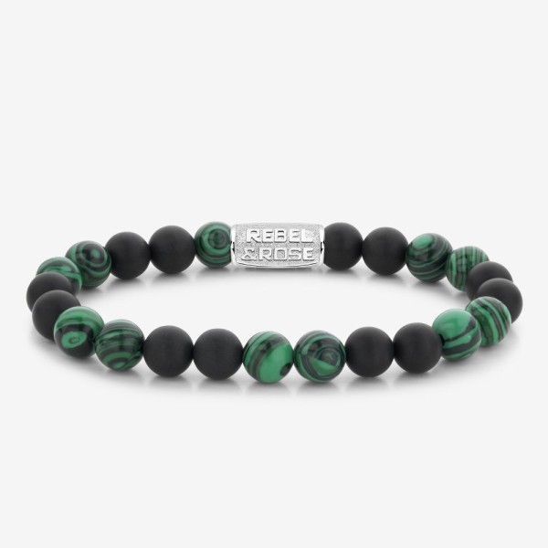 REBEL AND ROSE Bracelet Matt Malachite Twist.