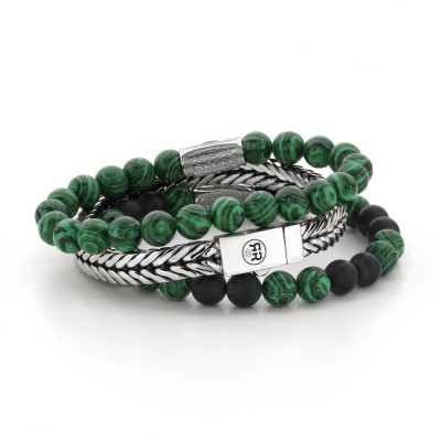 REBEL AND ROSE Bracelet Matt Malachite Twist.