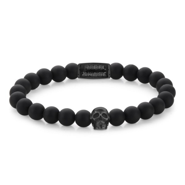 REBEL AND ROSE Bracelet Skull Black Matt All Black.