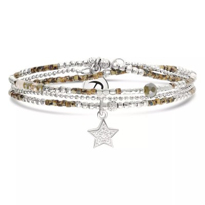 DORIANE Bijoux Bracelet Elastique 2 tours Etoile.