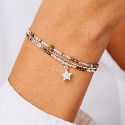 DORIANE Bijoux Bracelet Elastique 2 tours Etoile.