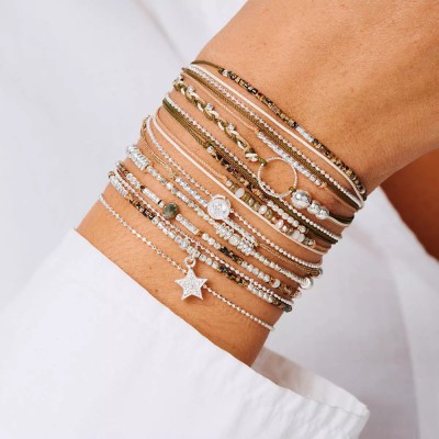 DORIANE Bijoux Bracelet Elastique 2 tours Etoile.