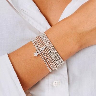 DORIANE Bijoux Bracelet Elastique 2 tours Etoile Radieuse.