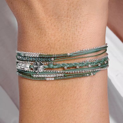 DORIANE Bijoux Bracelet Multi Tours Trèfle.