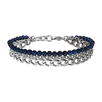 ELDEN Paris Bracelet Acier & Agate Bleue.