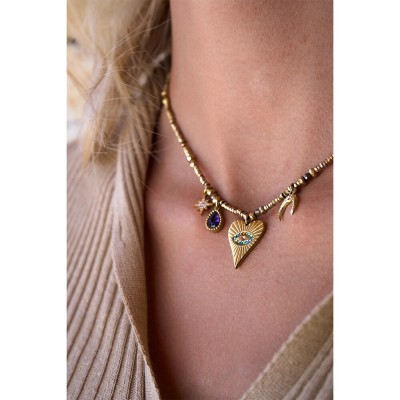 BELLE MAIS PAS QUE Collier Lucky Charms Tourmaline jaune.