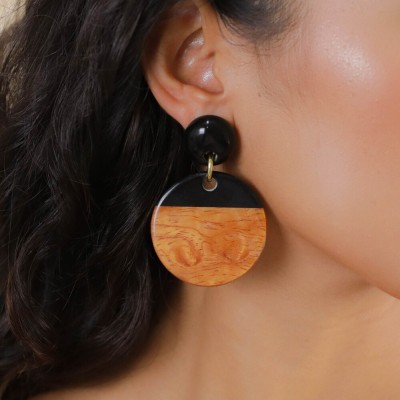 NATURE bijoux Boucles d'oreilles Poussoirs gitanes Cannelle.