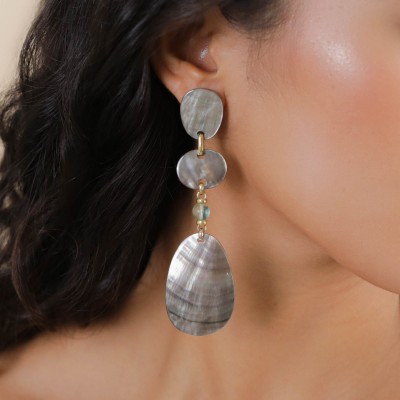 NATURE bijoux Boucles d'oreilles Poussoirs Fluorite.