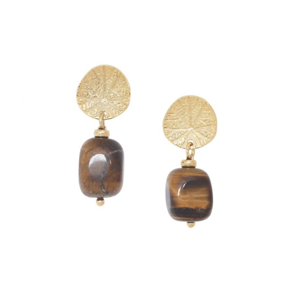 NATURE bijoux Boucles d'oreilles Minerama Œil de Tigre.