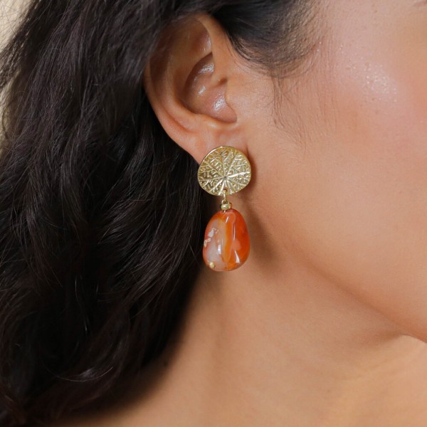 NATURE bijoux Boucles d'oreilles Minerama. Agate Rouge.