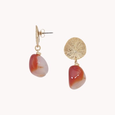NATURE bijoux Boucles d'oreilles Minerama. Agate Rouge.