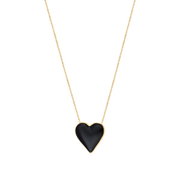 N°3 Collier Pendentif Cœur laqué noir.