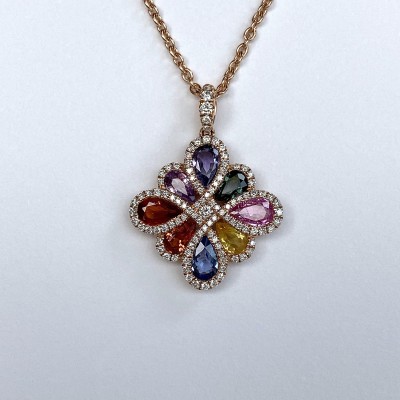 PENDENTIF 8 SAPHIRS MULTICOLORES PENDENTIF 8 SAPHIRS MULTICOLORES