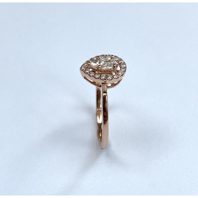 BAGUE POIRE OR ROSE SERTIE DE DIAMANTS