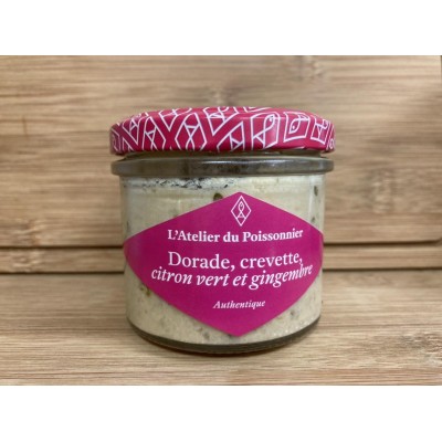 Rillettes de Dorade Crevettes citron Vert et Gingembre - 90g - Atelier du Poissonnier Rillettes de Dorade Crevettes citron Vert et Gingembre - 90g - Atelier du Poissonnier