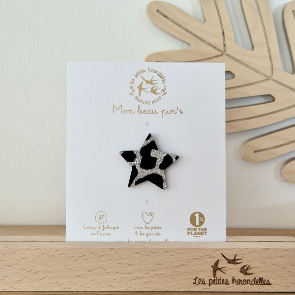 LES PETITES HIRONDELLES - Broche Etoile Léopard - Argent