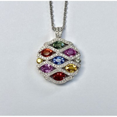 Pendentif Flamme Saphirs multicolores Pendentif Flamme Saphirs multicolores
