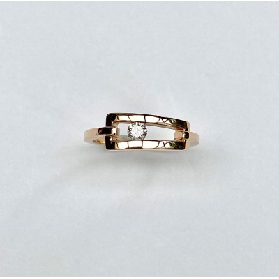 SOLITAIRE RECTANGLE EN OR ROSE