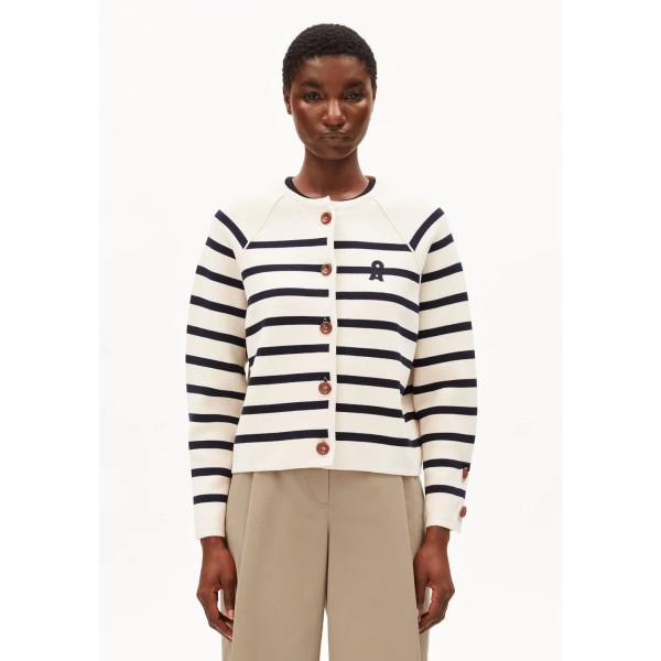 ARMEDANGELS - Cardigan en maille rayée - Oatmilk