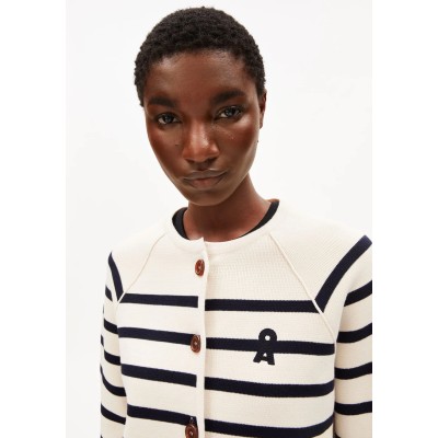 ARMEDANGELS - Cardigan en maille rayée - Oatmilk