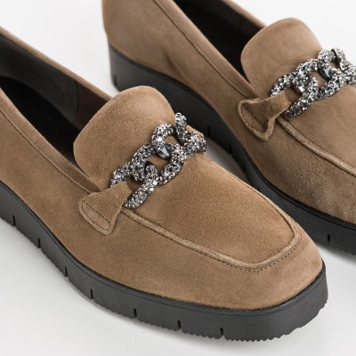 REQINS - MOCASSINS - NORA CUIR VELOURS VISON
