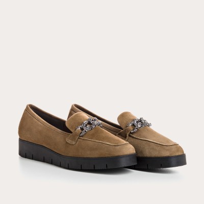 REQINS - MOCASSINS - NORA CUIR VELOURS VISON