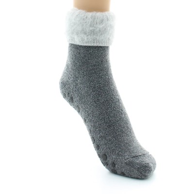 PERRIN – Chaussons Antiderapants Laine – Gris