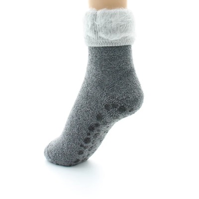 PERRIN – Chaussons Antiderapants Laine – Gris