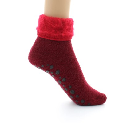 PERRIN - Chaussons Antiderapants Laine - Rouge