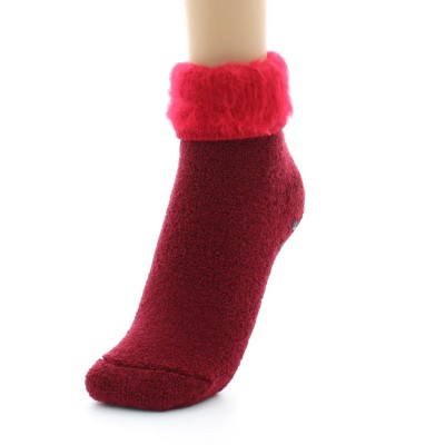 PERRIN - Chaussons Antiderapants Laine - Rouge