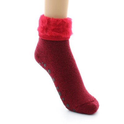 PERRIN - Chaussons Antiderapants Laine - Rouge