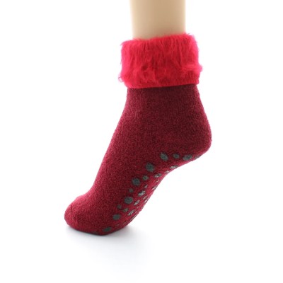 PERRIN - Chaussons Antiderapants Laine - Rouge