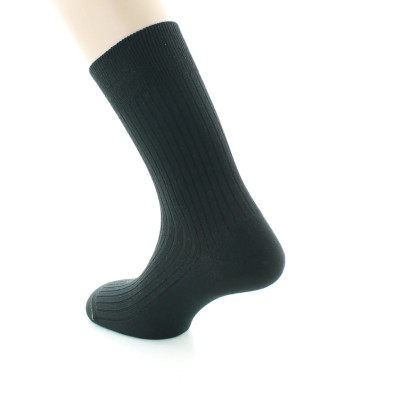 PERRIN - Chaussettes homme à côtes - Laine Bio - Noir