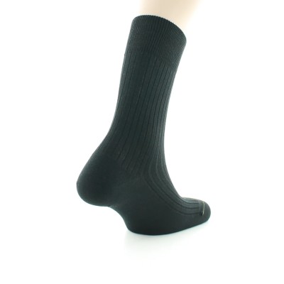 PERRIN - Chaussettes homme à côtes - Laine Bio - Noir