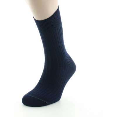 PERRIN – Chaussettes homme à côtes – Laine Bio – Marine