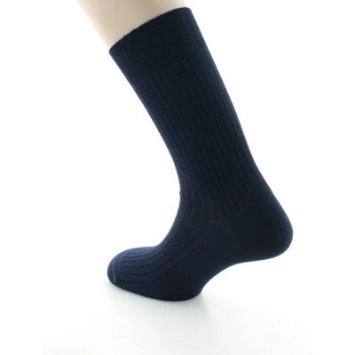 PERRIN – Chaussettes homme à côtes – Laine Bio – Marine