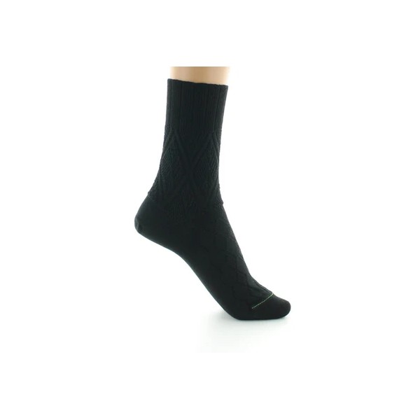 PERRIN - Chaussettes femme à maille fantaisie - Laine Bio - Noir
