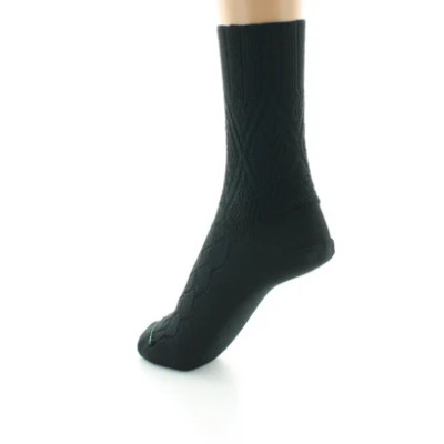 PERRIN - Chaussettes femme à maille fantaisie - Laine Bio - Noir