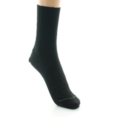 PERRIN - Chaussettes femme à maille fantaisie - Laine Bio - Noir