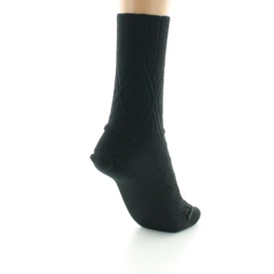 PERRIN - Chaussettes femme à maille fantaisie - Laine Bio - Noir