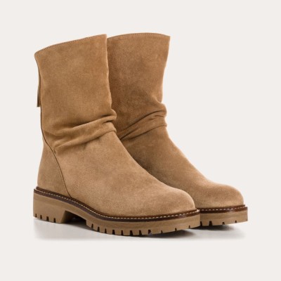 REQINS - Bottines Dunk Cuir Velours - Beige