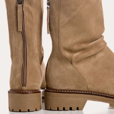 REQINS - Bottines Dunk Cuir Velours - Beige