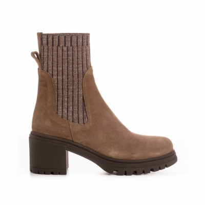 REQINS - Bottines Dita Cuir Velours/Lame - Vison REQINS - Bottines Dita Cuir Velours/Lame - Vison