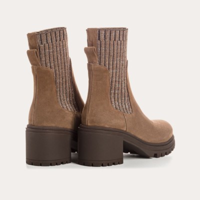 REQINS - Bottines Dita Cuir Velours/Lame - Vison REQINS - Bottines Dita Cuir Velours/Lame - Vison